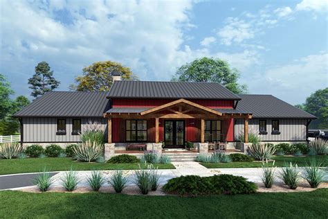 Country Style Barndominium House Plan With Metal Framing