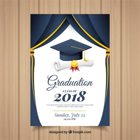 Premium Vector Classic Graduation Invitation Template With Flat