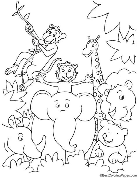 Fun In Jungle Coloring Page Zoo Animal Coloring Pages Jungle