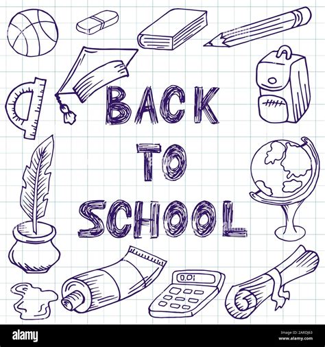 Back To School Drawing With A Pen Doodle Image Hand Drawing Stock