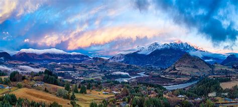 Panorama Of Queenstown New Zealand Islands Cityscapes Mountains