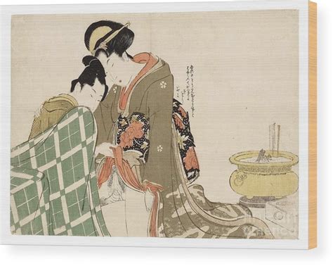 Three Shunga Woodblock Prints Wood Print By Motionage Designs