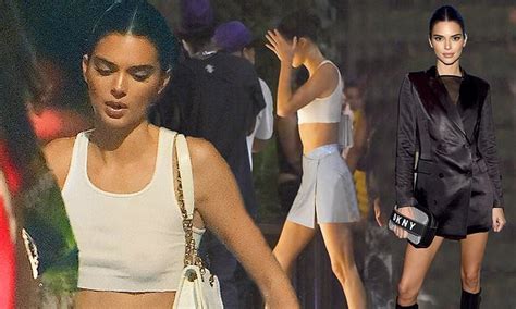 Kendall Jenner Flashes Her Abs In A Cream Crop Top And Mini Skirt To