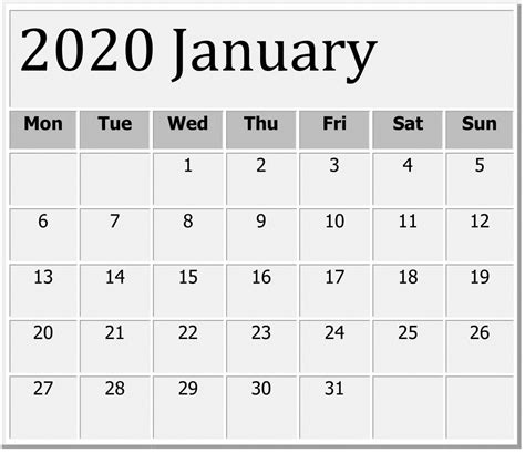 Pick 2020 Printable Calendar Large Format Calendar Printables Free Blank