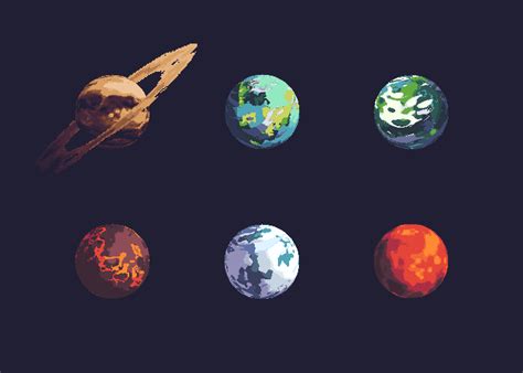 Some Pixel Planets Rpixelart