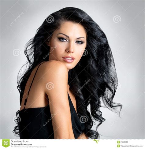 Brunette Woman With Beautiful Long Hair Stock Image Image Of Hairstyle Curly 27266439