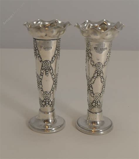 Antiques Atlas Pair Antique English Sterling Silver Posy Vases