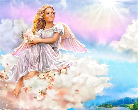 Free Download Download View Large Angel Cloud Heaven Light Painting Sitting Wings X