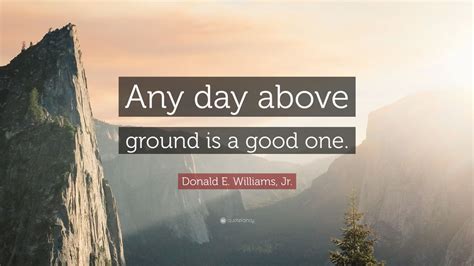 Before you complain about anything, be thankful for your life and the things that are still going well. Donald E. Williams, Jr. Quote: "Any day above ground is a good one." (7 wallpapers) - Quotefancy