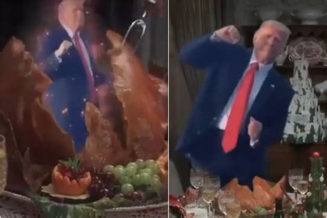 donald trump dances out of thanksgiving turkey in bizarre viral video