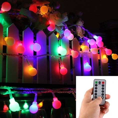 16 Feet 50 Led Outdoor Globe String Lights 8 Modes Battery Operated