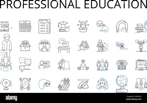 Professional Education Line Icons Collection Higher Learning Expert