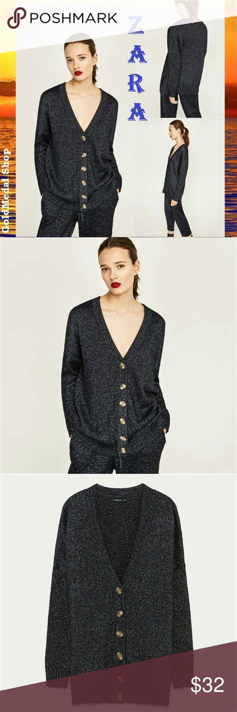 Shop and get ideas of how to wear zara knit cardigan with embroidery | zara united kingdom or find similar products for less. ZARA Shimmer Navy Blue New Knit Cardigan V-Neckline Long ...
