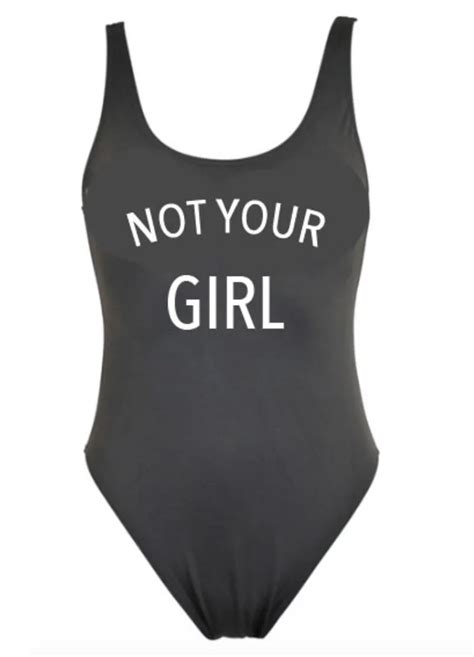 Not Your Girl Letter Print Sexy Thong One Piece Swimsuit 2017 Women