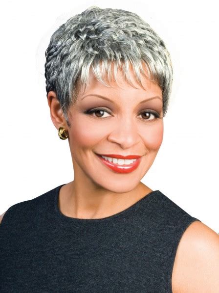 Old Womens Capless Grey Hair Wigs With Bangs Pixie Wigs Capless Wigs