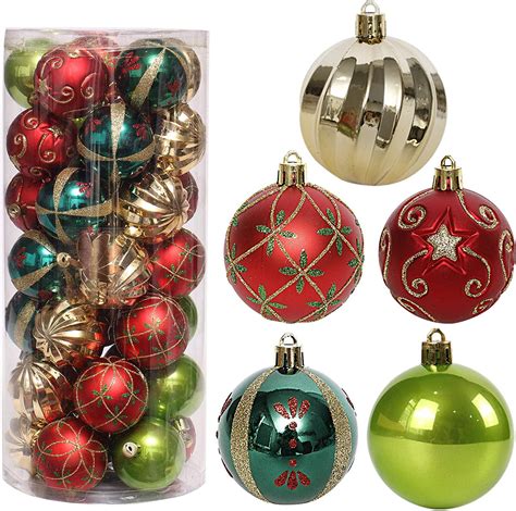 Christmas Tree Ornaments, 35ct Christmas Ball Decoration Set 2.36" Red