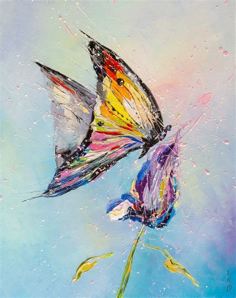 Butterfly And Flower Painting By Liubov Kuptsova Jose Art Gallery