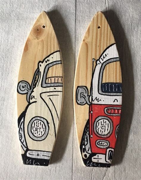 Personalised Mini Wooden Surfboard Handmade With Surfing Or Vw Etsy Uk