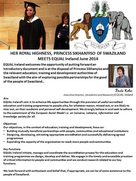 Hrh Princess Sikhanyiso Of Swaziland And Equal Ireland Equal Ireland