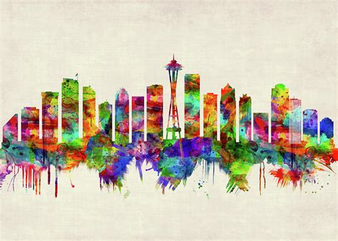 Seattle Washington Skyline Mixed Media By Nextway Art Fine Art America