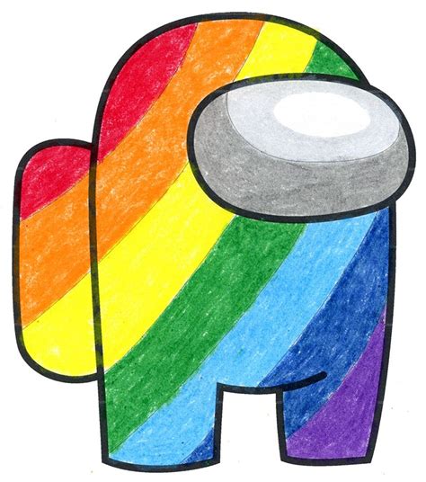 Draw An Among Us Crew Mate Rainbow Style · Art Projects For Kids In