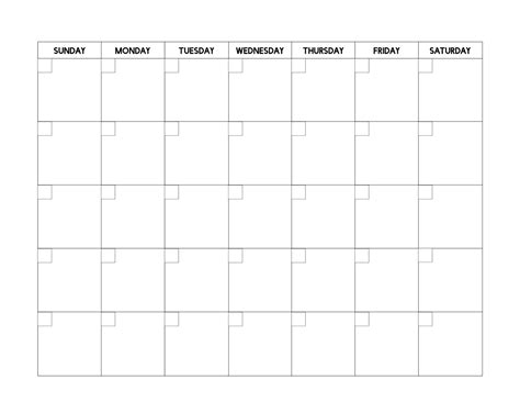 Blank Monthly Calendar Template Blank Calendar Pages Free Printable