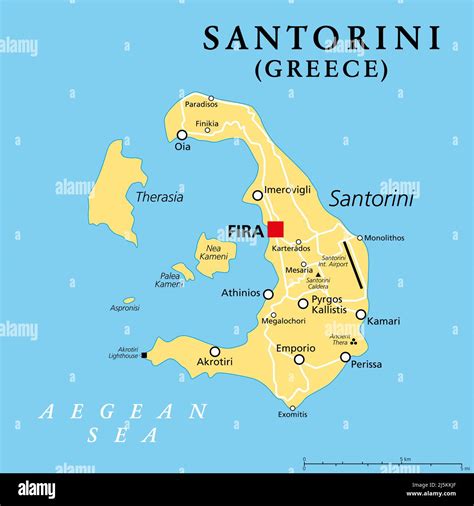 Santorini An Island Of Greece Political Map Officially Thira And