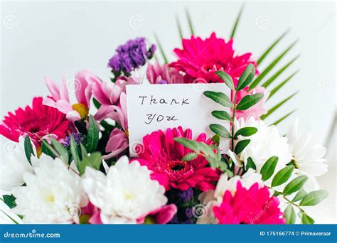Card Thank You In A Bright Beautiful Bouquet Stock Photo Image Of