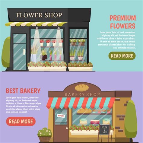 Shops Banners Set Free Vector