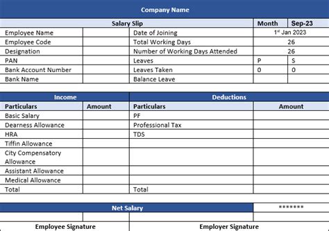 Salary Slip Format In Excel Word And Pdf Download Payslip