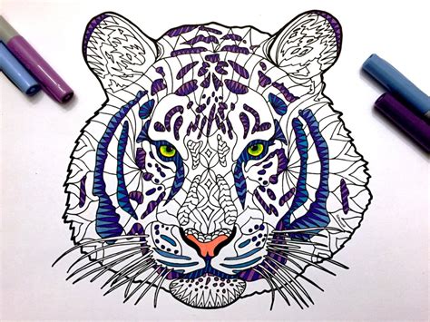 Tiger Pdf Zentangle Coloring Page Scribble And Stitch