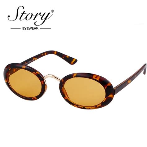 Buy Story 2018 Retro Small Oval Sunglasses Women Men Brand Designer Leopard