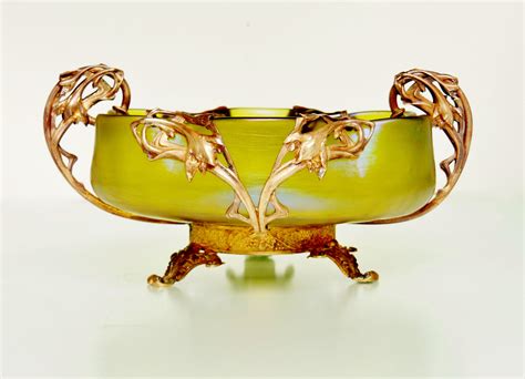 Loetz Glass Bowl With Brass Mount By Marcel Bing Galerie L Art