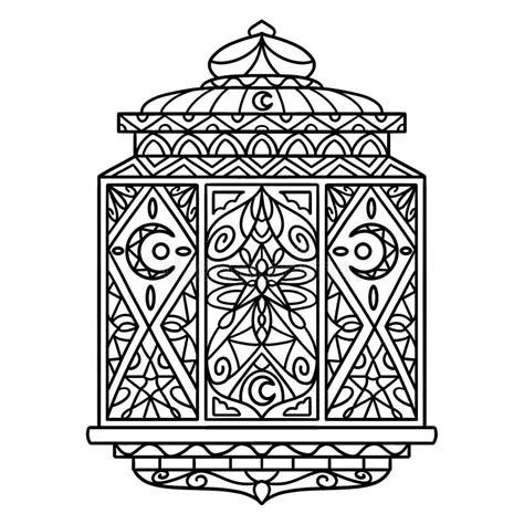 Ramadan Lantern Mandala Isolated Coloring Page Stock Vector
