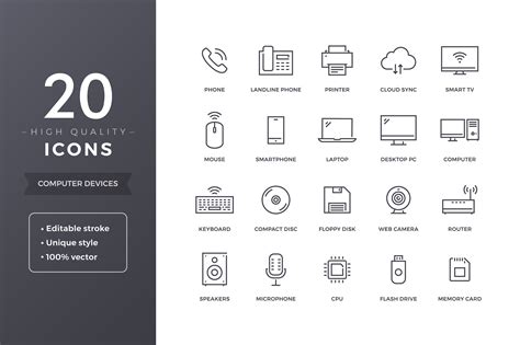 Computer Devices Icons Outline Icons ~ Creative Market