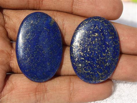 2pcs 77cts 100 Rare Natural Rare Lapis Lazuli Oval Shape Cabochon