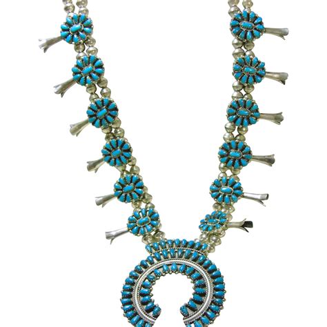 Sterling Silver And Turquoise Squash Blossom Necklace Sold On Ruby Lane