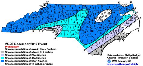 News 14 Carolina Weather Blog Nc Snowfall Map December 25 26 2010