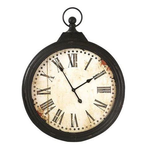 Rustic Iron Large Pocket Watch Wall Clock Kathy Kuo Home