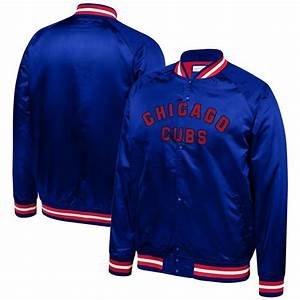 Chicago Cubs Mitchell Ness Big Satin Full Snap Jacket Royal