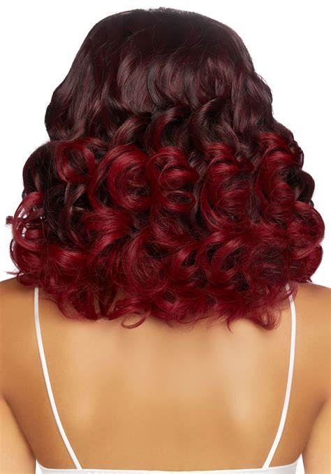 Womens Ombre Curly Burgundy Wig
