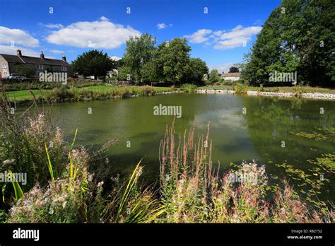 Summer View Over Monyash Village Pond Peak District National Park