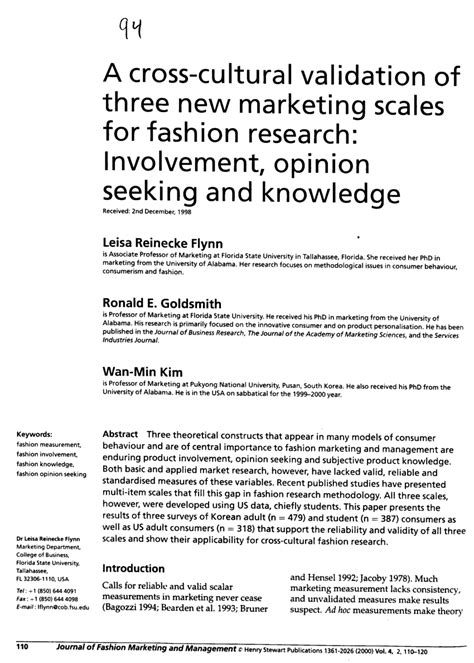 Pdf A Cross Cultural Validation Of Three New Marketing Scales For