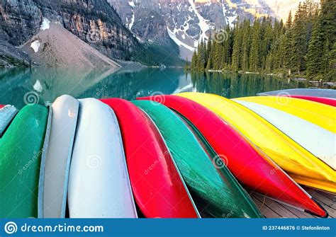 Canoes On A Lake Stock Photo Image Of Landscape Shore 237446876