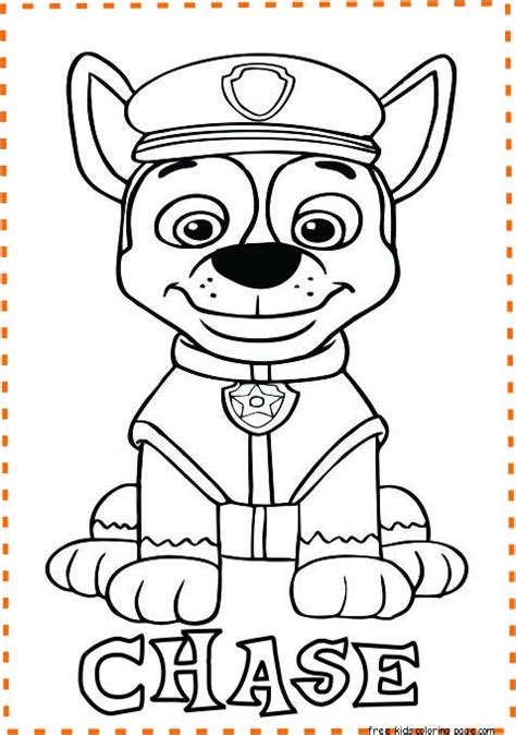 Chase Paw Patrol Coloring Pages Printable Paw Patrol Chase Coloring