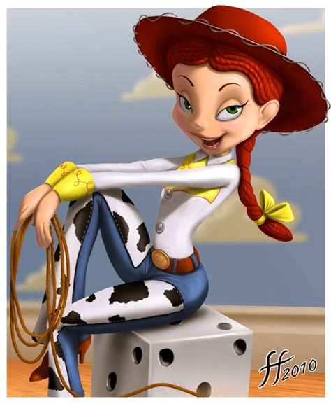 A Cartoon Cowgirl Sitting On Top Of A White Block