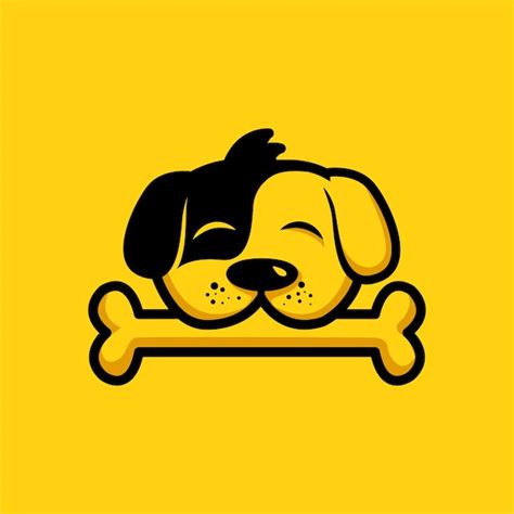 Premium Vector Cute Dog Logo Biting Bone