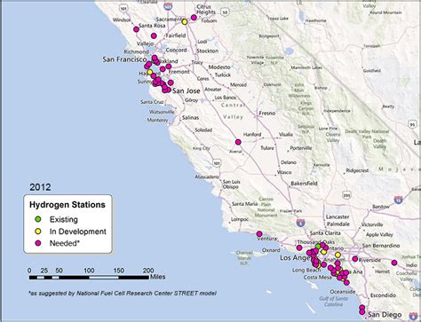 California Hydrogen Fueling Stations Map