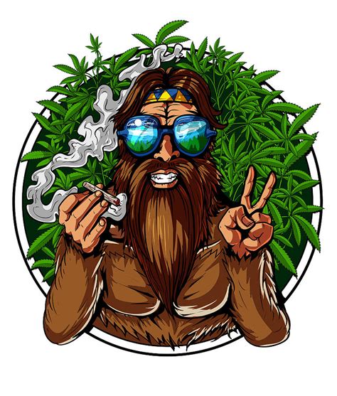 Bigfoot Smoking Weed Digital Art By Nikolay Todorov Pixels