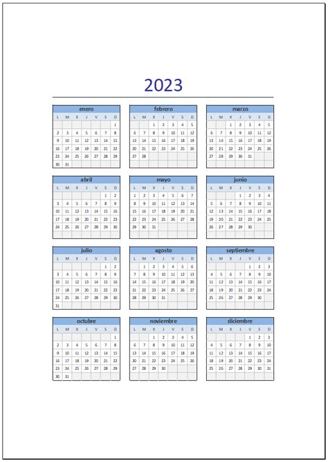 Calendario 2023 En Formato Excel Xls Descarga Gratis Excel Para Todos